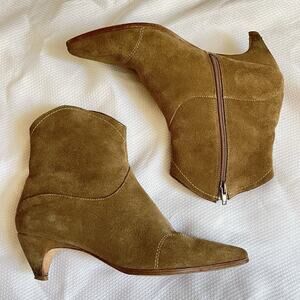 RAYE Ankle Booties Tan Suede Womens Size 8 Kitten Heel Western BOHO Revolve